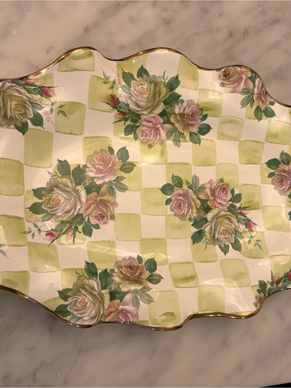 Mackenzie Childs Ceramic Serving Platter in Sweetpea pattern - RARE EXCELLENT